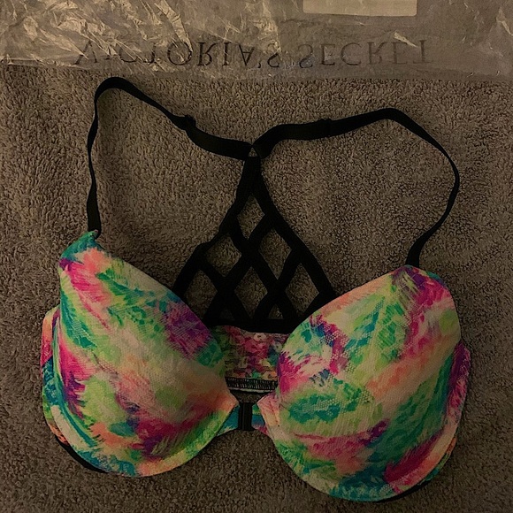 NIB RARE HTF TROPICAL/WATERCOLOR STAPPY BACK BRA - Picture 3 of 6
